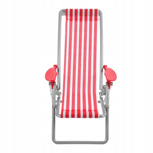 Miniatura della sedia da spiaggia rossa - Decorazione pieghevole per casa delle bambole