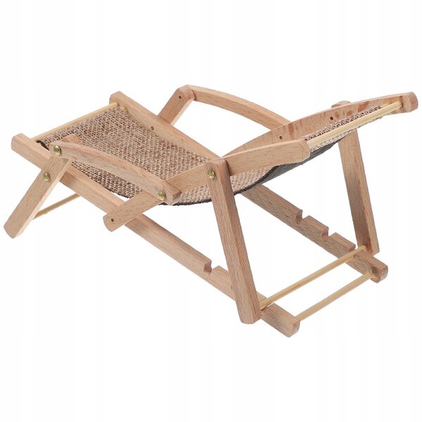 Mini Sedia a Sdraio da Spiaggia in Legno per Casa delle Bambole Beige