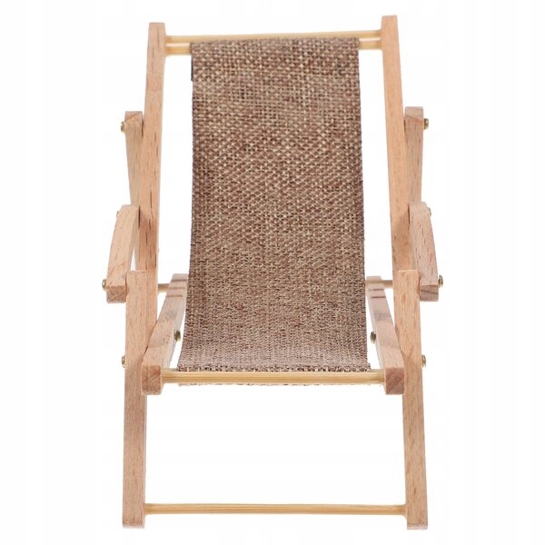 Mini Sedia a Sdraio da Spiaggia in Legno per Casa delle Bambole Beige