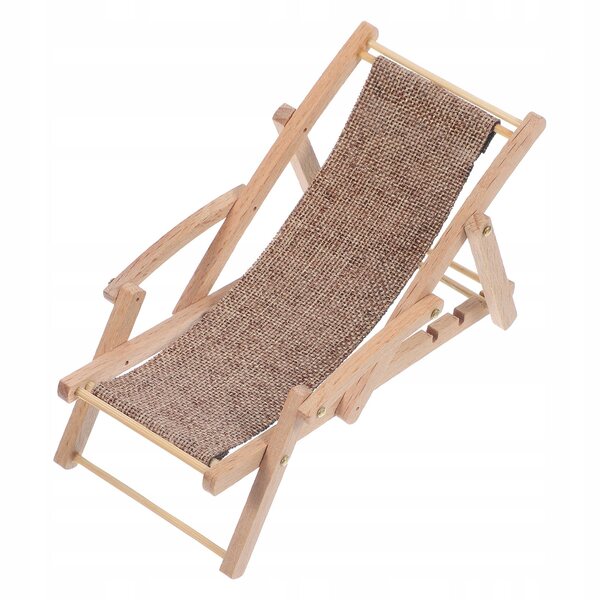 Mini Sedia a Sdraio da Spiaggia in Legno per Casa delle Bambole Beige