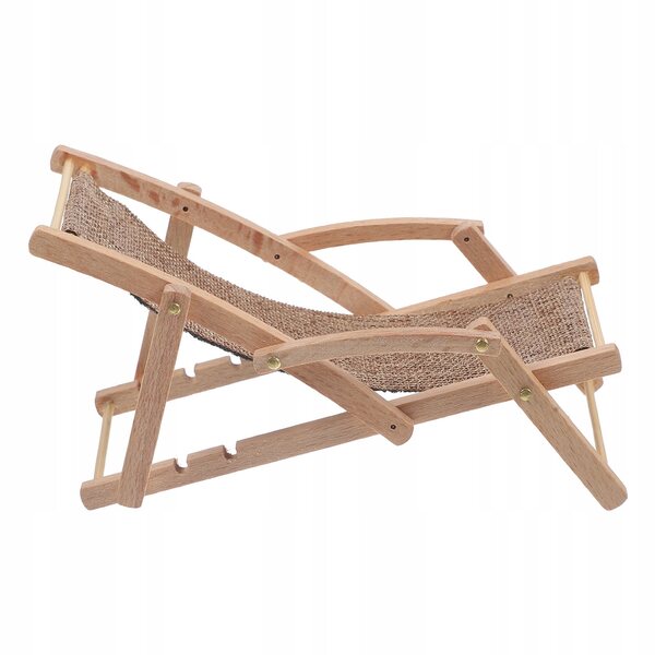 Mini Sedia a Sdraio da Spiaggia in Legno per Casa delle Bambole Beige