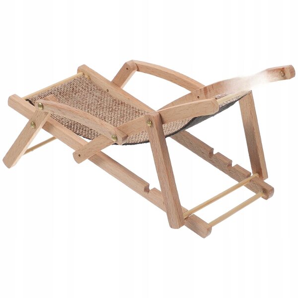 Mini Sedia a Sdraio da Spiaggia in Legno per Casa delle Bambole Beige