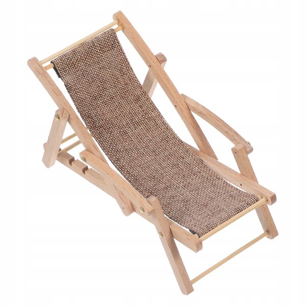 Mini Sedia a Sdraio da Spiaggia in Legno per Casa delle Bambole Beige