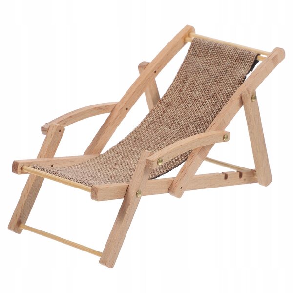 Mini Sedia a Sdraio da Spiaggia in Legno per Casa delle Bambole Beige