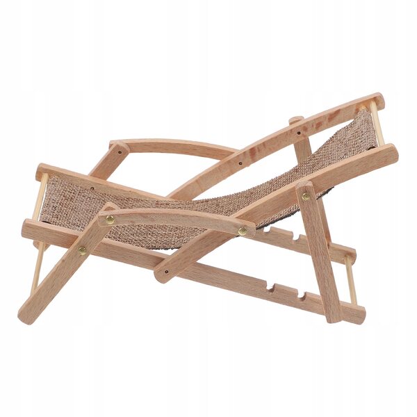 Mini Sedia a Sdraio da Spiaggia in Legno per Casa delle Bambole Beige