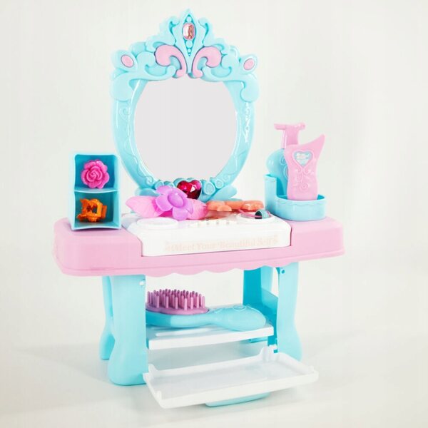 Toaletka per bambine con luce e suoni, set accessori per gioco creativo