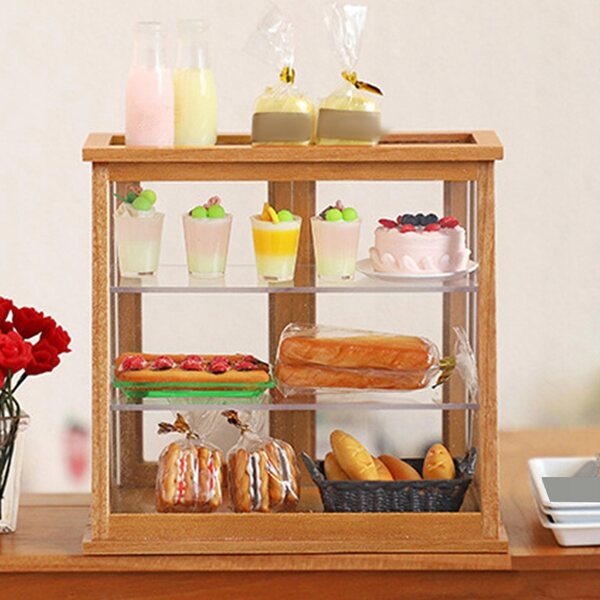 1:12 Puppenhaus-Miniatur-Kuchenschrank aus Holz – Vitrine mit 3 Ebenen