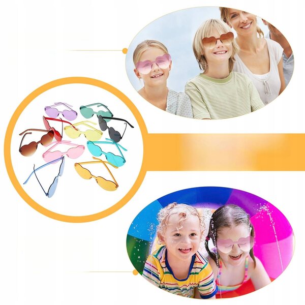 10 leichte und mehrfarbige herzförmige Kindersonnenbrillen für Partys