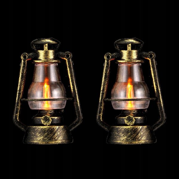 Mini lampade a olio vintage per casette delle bambole, set 2 pezzi, dettaglio realistico