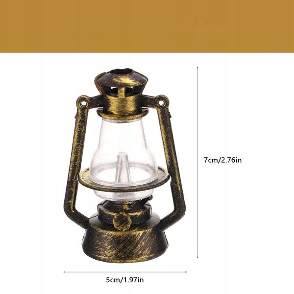 Mini lampade a olio vintage per casette delle bambole, set 2 pezzi, dettaglio realistico