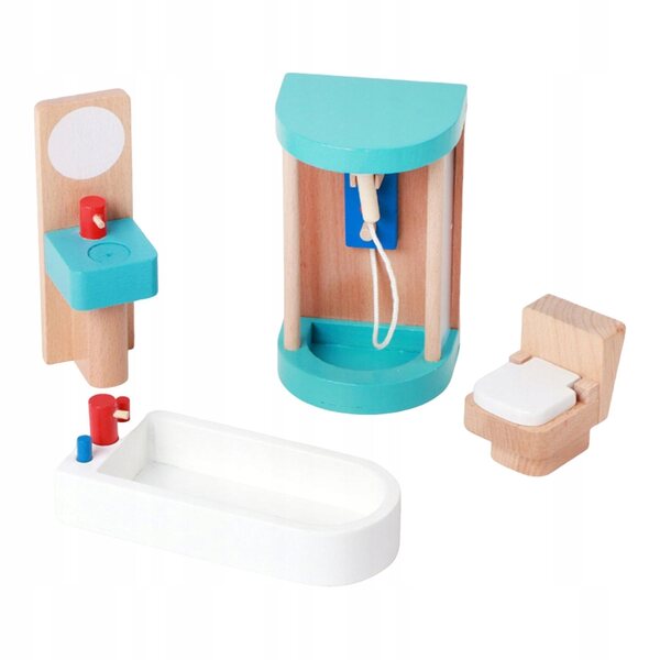 Holzmöbel-Set für Puppenhaus, Miniatur-Badezimmer für Kinder ab 3 Jahren