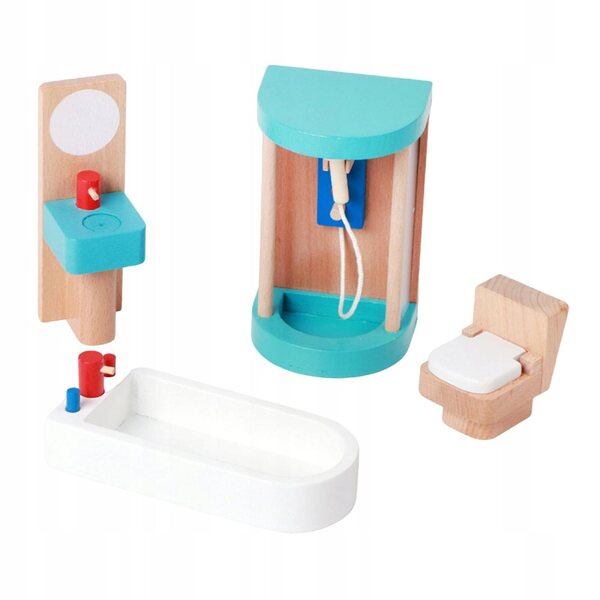 Holzmöbel-Set für Puppenhaus, Miniatur-Badezimmer für Kinder ab 3 Jahren