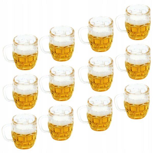 12 Miniatur-Bierkrüge aus Kunstharz für Heimdekorationen und Modelle