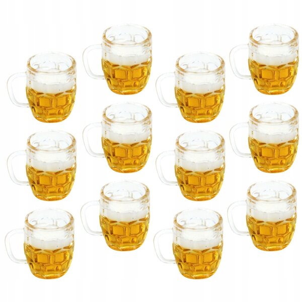 12 Miniatur-Bierkrüge aus Kunstharz für Heimdekorationen und Modelle