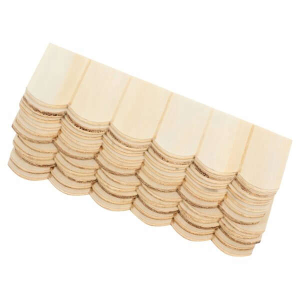 24 Mini-Holzfliesen in Beige für Puppenhausdächer