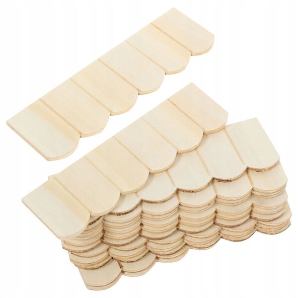 24 Mini-Holzfliesen in Beige für Puppenhausdächer