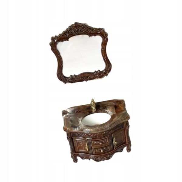 Badezimmermöbel-Set für Puppenhäuser im Maßstab 1:12, braune Farbe