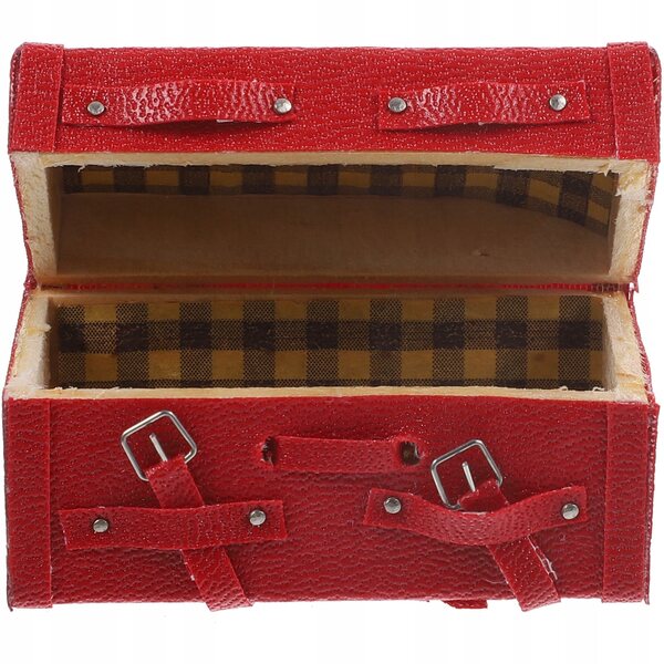 Mini-Koffer aus rotem Holz – Dekoration und Spielzeug für Kinder, 6 x 3 x 3 cm