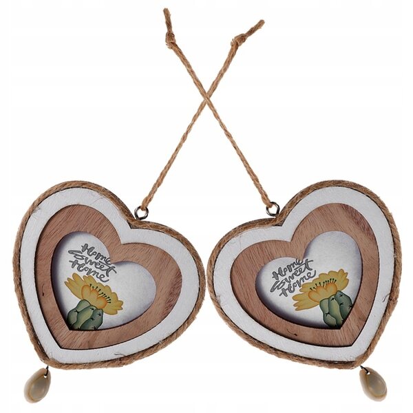 Set 2 Mini Cornici in Legno a Cuore per Decorazioni Creative e Personalizzate