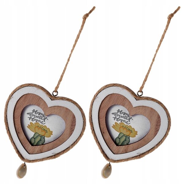 Set 2 Mini Cornici in Legno a Cuore per Decorazioni Creative e Personalizzate