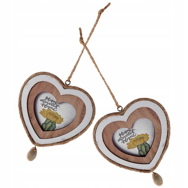Set 2 Mini Cornici in Legno a Cuore per Decorazioni Creative e Personalizzate