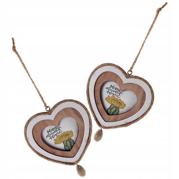 Set 2 Mini Cornici in Legno a Cuore per Decorazioni Creative e Personalizzate