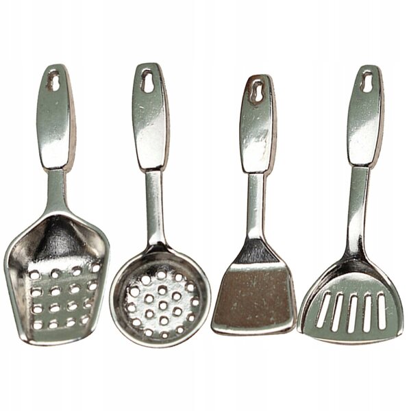 Mini-Küchenzubehör-Set für Puppenhäuser, 4 widerstandsfähige Metallteile