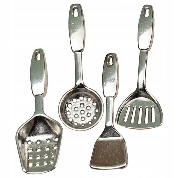 Mini-Küchenzubehör-Set für Puppenhäuser, 4 widerstandsfähige Metallteile
