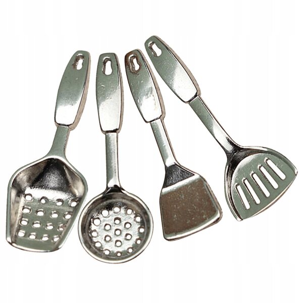 Mini-Küchenzubehör-Set für Puppenhäuser, 4 widerstandsfähige Metallteile