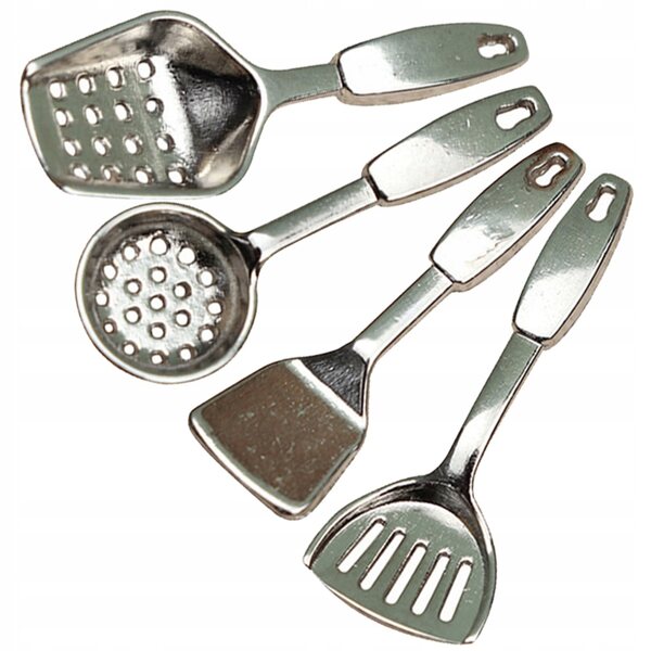 Mini-Küchenzubehör-Set für Puppenhäuser, 4 widerstandsfähige Metallteile