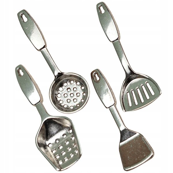 Mini-Küchenzubehör-Set für Puppenhäuser, 4 widerstandsfähige Metallteile