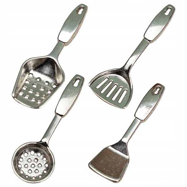 Mini-Küchenzubehör-Set für Puppenhäuser, 4 widerstandsfähige Metallteile