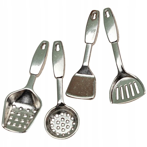 Mini-Küchenzubehör-Set für Puppenhäuser, 4 widerstandsfähige Metallteile