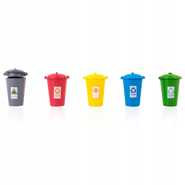 Set 5 Mini Cestini per Rifiuti in ABS per Decorazioni Casa e Gioco Bambini