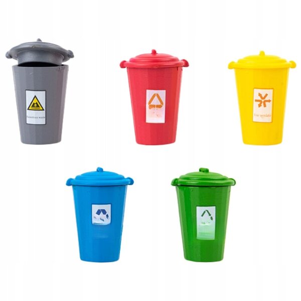 Set 5 Mini Cestini per Rifiuti in ABS per Decorazioni Casa e Gioco Bambini