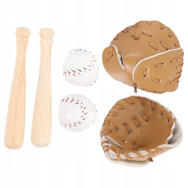 Mini-Baseball-Sportset aus Holz mit Handschuh – Dekoration für Mini-Häuser