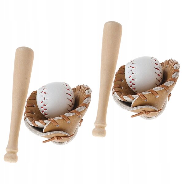 Mini-Baseball-Sportset aus Holz mit Handschuh – Dekoration für Mini-Häuser