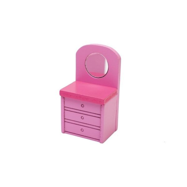 Holzmöbelset für rosa Puppenhaus, realistisch und detailliert