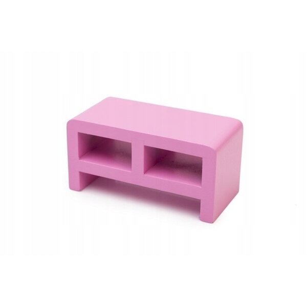 Holzmöbelset für rosa Puppenhaus, realistisch und detailliert