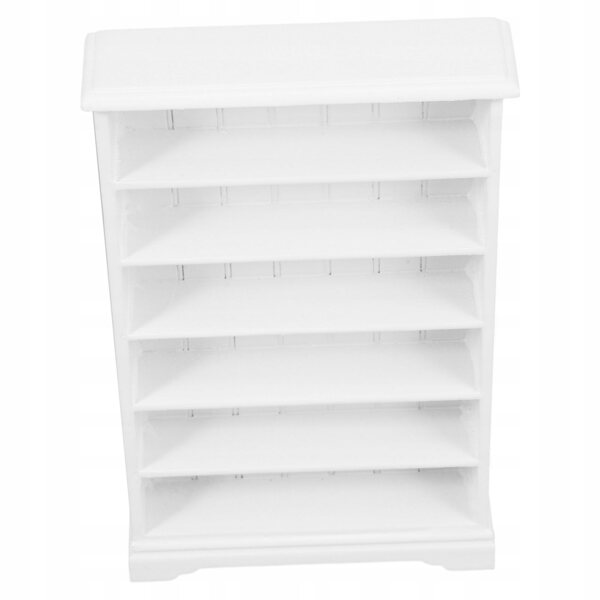 Mini libreria in legno bianco 6 ripiani in scala 1:12 per case di bambole