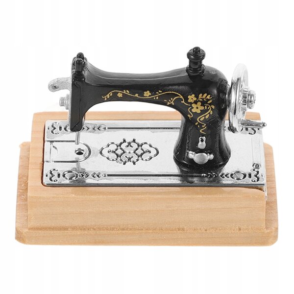 Mini macchina da cucire vintage in legno e plastica per decorazioni casa 5x4 cm