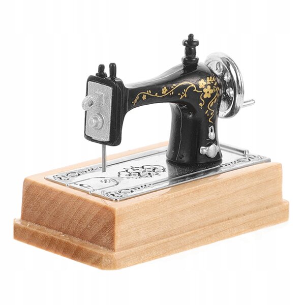 Mini macchina da cucire vintage in legno e plastica per decorazioni casa 5x4 cm