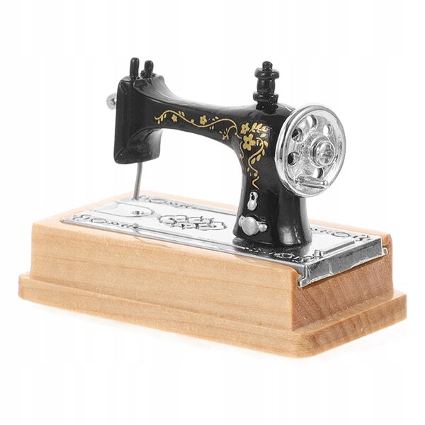 Mini macchina da cucire vintage in legno e plastica per decorazioni casa 5x4 cm