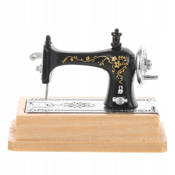 Mini macchina da cucire vintage in legno e plastica per decorazioni casa 5x4 cm