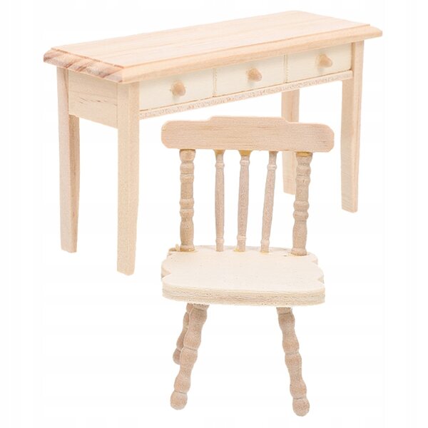 Set Miniaturizzato Mobili in Legno per Casa delle Bambole: Scrivania e Sedia