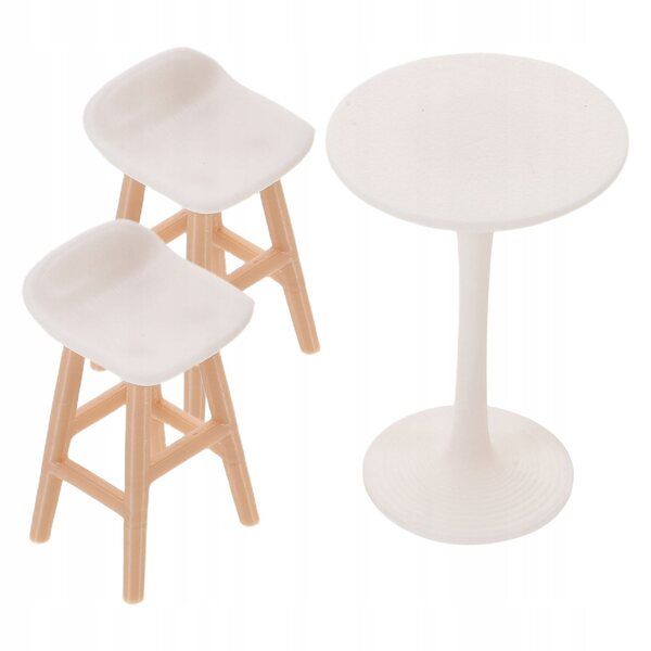 Set Mobili Miniature Bianchi per Casa delle Bambole con Tavolo e Sedie