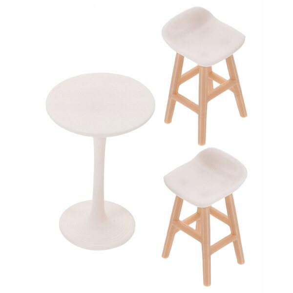 Set Mobili Miniature Bianchi per Casa delle Bambole con Tavolo e Sedie