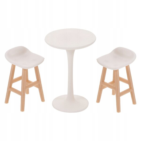 Set Mobili Miniature Bianchi per Casa delle Bambole con Tavolo e Sedie