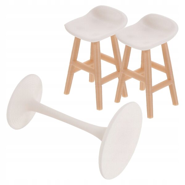 Set Mobili Miniature Bianchi per Casa delle Bambole con Tavolo e Sedie