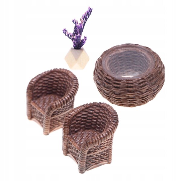 Mini-Rattan-Möbelset für Puppenhaus, realistisch und handgefertigt